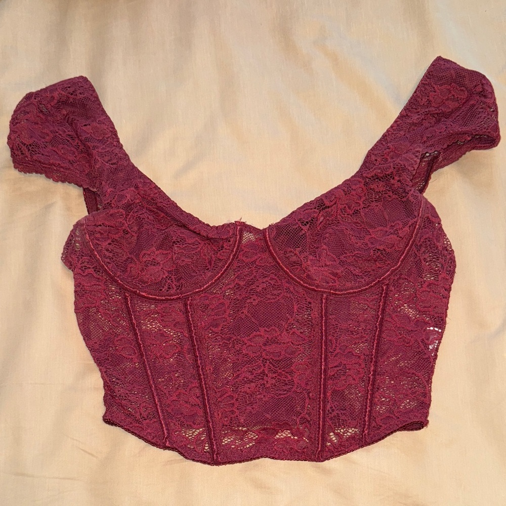 Burgundy lace top